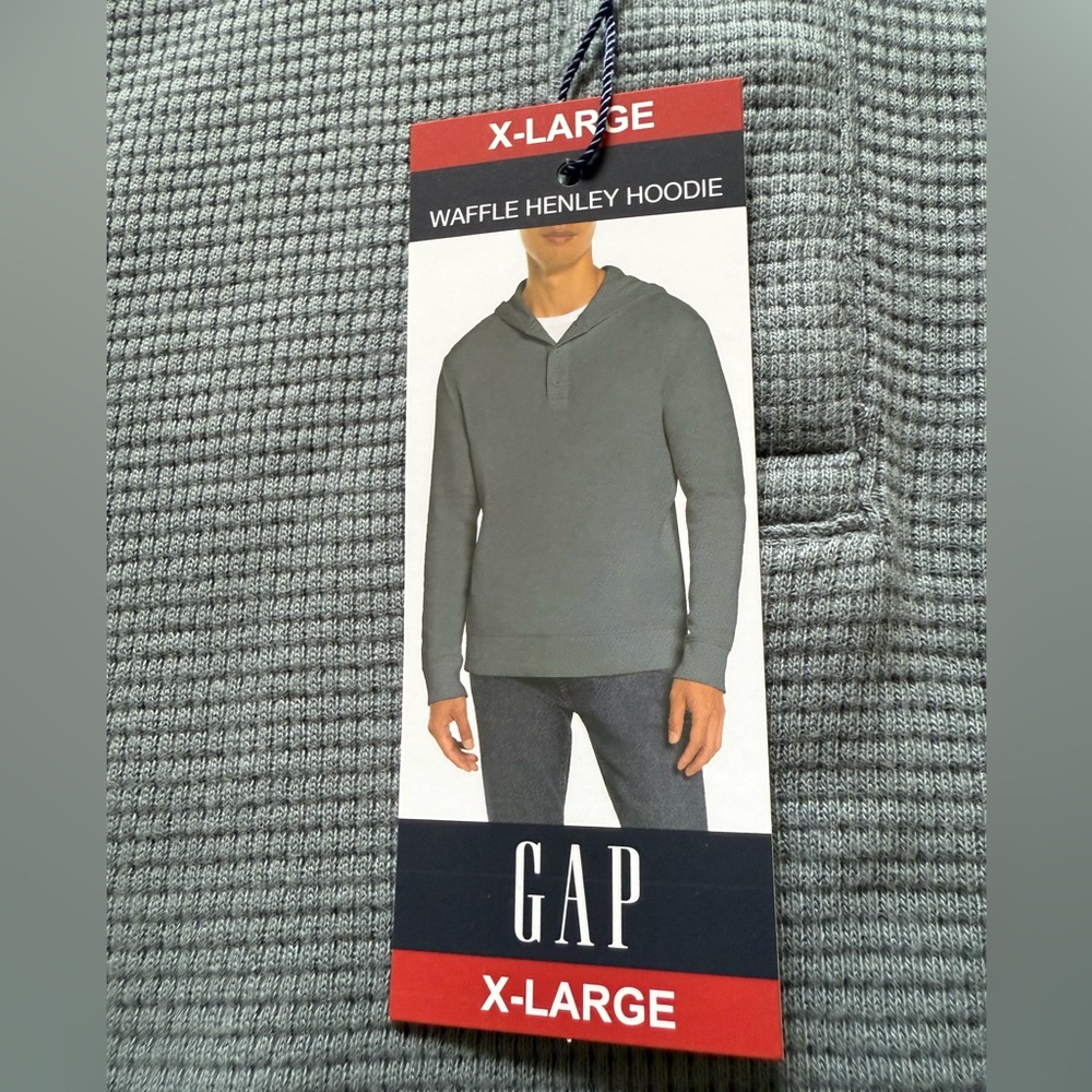 GAP Charcoal Gray Waffle Henley Hoodie
